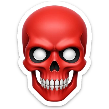 The image features a stylized red skull against a black background.
The image is composed primarily of two colors: a vibrant red for the skull and a deep black for the background. The skull occupies a large portion of the image and is drawn in a minimalist style, almost like a silhouette.  sticker