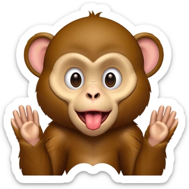 monkey sticking out tongue with hands to the side sticker