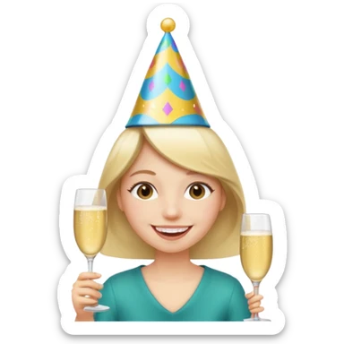 Emoji de un joven feliz de festejo solo cabeza  sticker