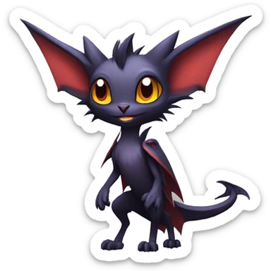  Kawaii Edgy Cool Vampiric Beautiful Noivern-Nargacuga-Litten with big Bat Ears full body sticker