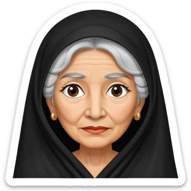 Older Mexican lady with black and white hair and black veil  sticker