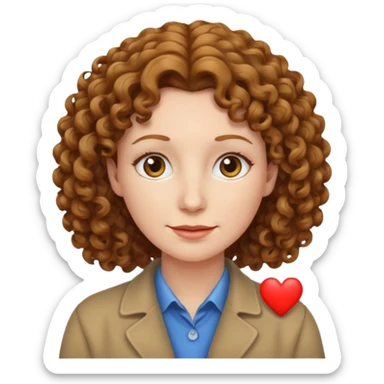 really long hair light brown curly pale skin middle age sticker