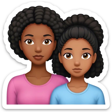 mom and teenage daughter that has eyelashes duo black girls  sticker