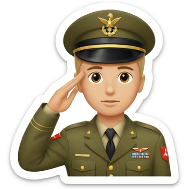 Soldat in uniform der salotiert und den Buchstaben S.A.S sticker