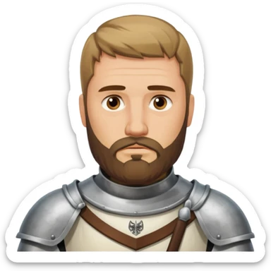 Hazme el emoji de un caballero medieval con actitud muy masculina en diversos estados de animos de los caballeros teutonicos pensativo tocandose la barbilla con la mano sticker