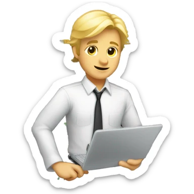 server data migration men doing it wiht log blond hair sticker