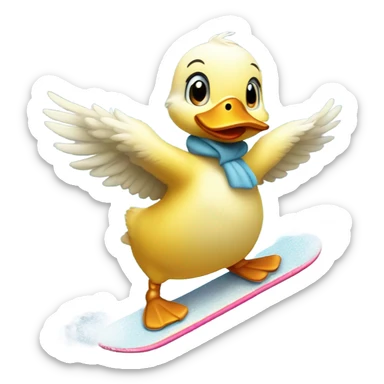 baby duck snowboarding sticker