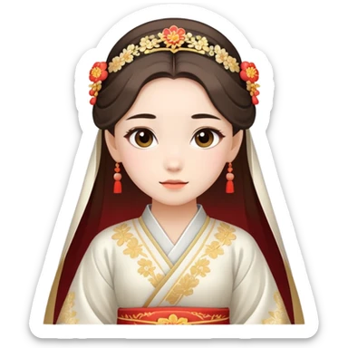 Beautiful girl wearing Hanfu wedding dress sticker