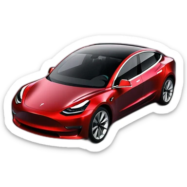 Tesla model 3 red from the front with door closed sticker