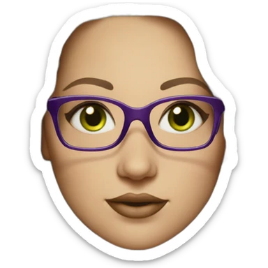 White-curvy-woman-purple-long-wavy-hair-green-eyes-square-glasses sticker