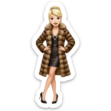 Chanel Oberlin, sassy pose, fur coat, high heels sticker