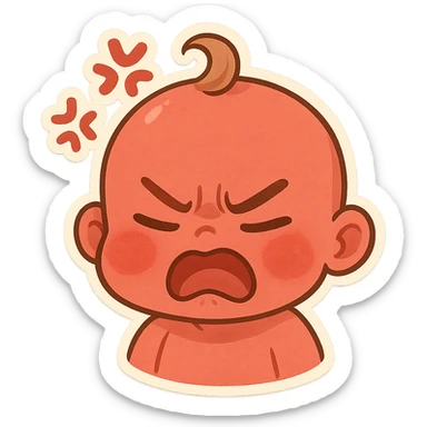 a baby red angry face  sticker