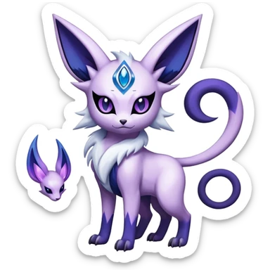Shiny Exotic Badass Mystical Mysterious Gothic Espeon-Absol-Pokémon-Fakémon-hybrid-creature (full body) sticker