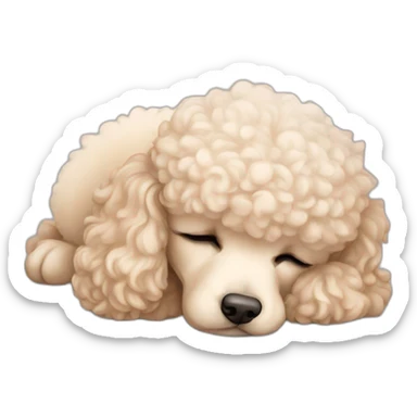 cream mini poodle sleeping sticker