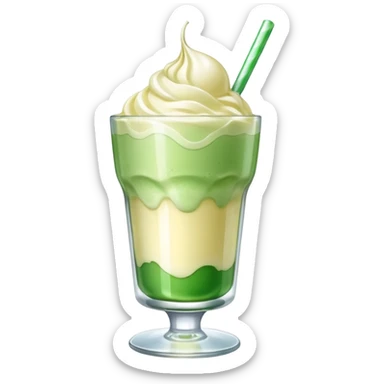 Japanese cream soda green on a glass with ice ice cream vanilla 1 scoop on top sticker