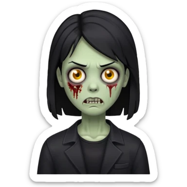 Zumbi com cabelo preto de tamanho médio e roupa preta  sticker