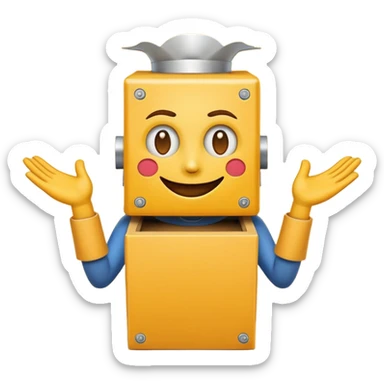 Create an emoji (one of the classic yellow faces) but make them have hands and wind an imaginary jack in the box (no props or anything just the hands and face) but also have the mouth like an o sticker