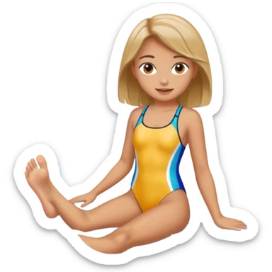 Draw a girl in a swimsuit who shows her foot sticker