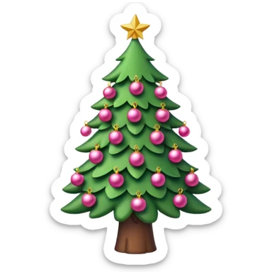 Cute christmas tree with pink decoration sticker