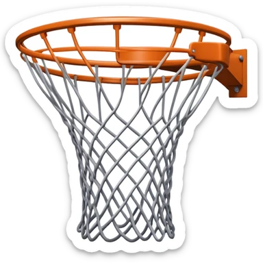 Cinematic Realistic image of a basketball hoop with a detailed metal rim and intricately woven net, captured in dynamic lighting that evokes the charged atmosphere of a competitive court sticker