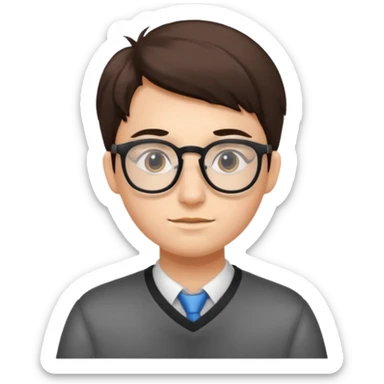 college student with curious face sticker