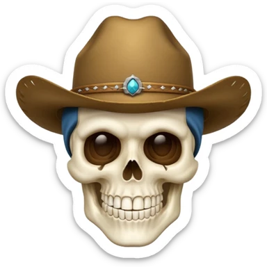 A skull face with cowboy hat mewing sticker