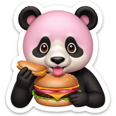 urs panda roz cu un burger sticker