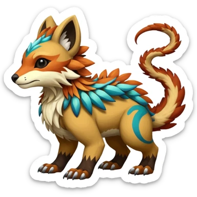 Rare realistic exotic cute epic pretty beautiful handsome gorgeous aesthetic colorful vibrant Vernid-Protogen-Primagen-Wickerbeast-species-Fakemon-creature by LiLaiRa, beautiful intricate markings, full body sticker