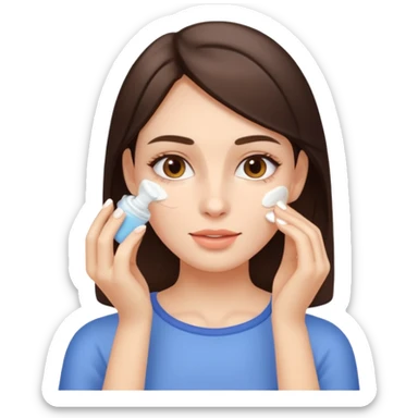 Brunette Girl applying face cream  sticker