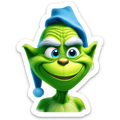 The grinch smirking in blue saying knee surgery  sticker