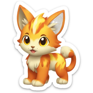 Red orange yellow Fire type lynx-Pokémon sticker
