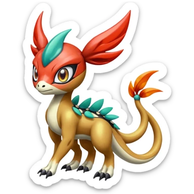 Colorful Smooth Soft Jelly-like scaley Meloetta-Guilmon-Wargreymon-Protogen-Pokémon-Digimon-Fakémon-fusion-hybrid-creature sticker