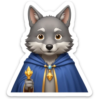 a wolf in a cape, wizard, magic in paw sticker