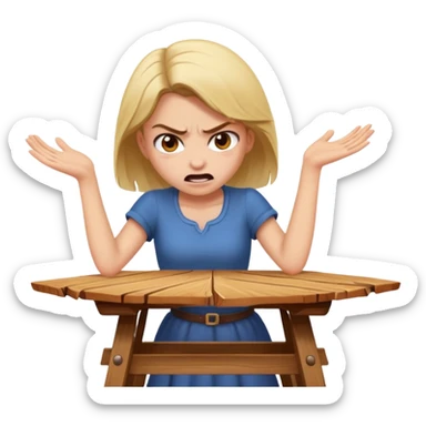 girl flipping table over angrily sticker