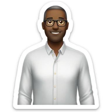 man with glasses under chandelier sticker