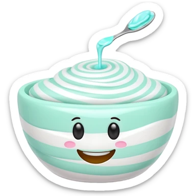 toothpaste, soft swirl, glossy, fresh color white or mint green or striped, clean 3D, soft shadows, emoji scale sticker