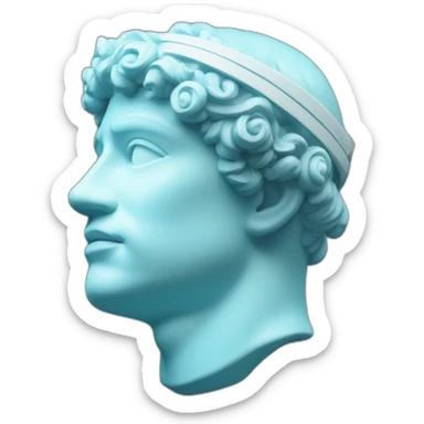 light blue greco-roman bust glowing headband sticker
