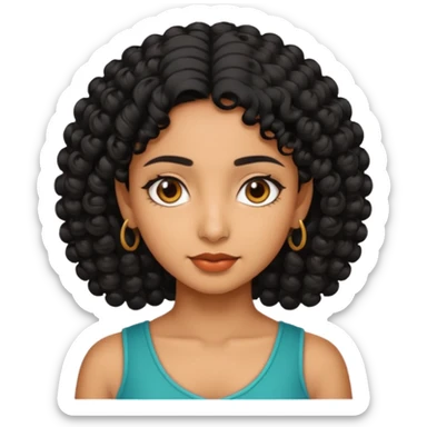 Indian fat girl south Indian curly short black hair tan darker skin sticker