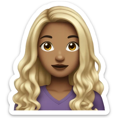 teen girl with long black hair, blonde highlights, dark brown eyes, and hair parted in the middle sticker