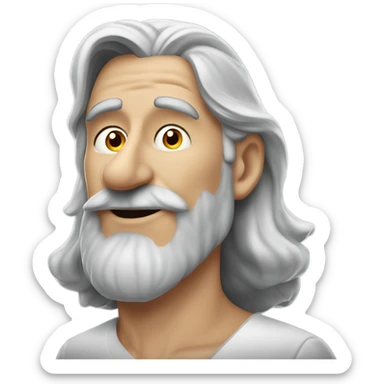 Attractive older man with grey long hair with a nose like Pinocchio and you can see how long it is from the slight side profile the nose is very very very long sticker