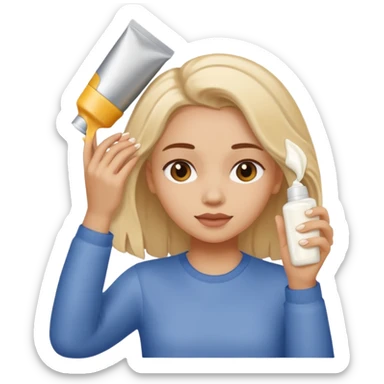 girl applying crema to her hair sticker