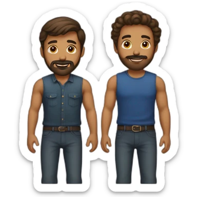 Gay love brown guy with beard and brown guy with mustache sticker