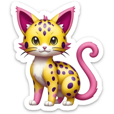 Colorful Liepard-Skitty-Delcatty-Pokémon-Fakémon-hybrid-creature (full body) sticker