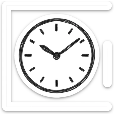 hand drawn outlined icon of a clock, no fill sticker
