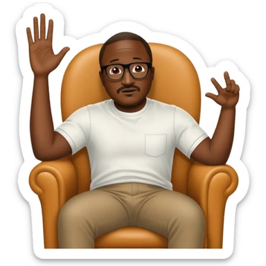 a picture of Hannibal buress from the Eric Andre show sitting in a chair saying "why are you booing me, I'm right" sticker