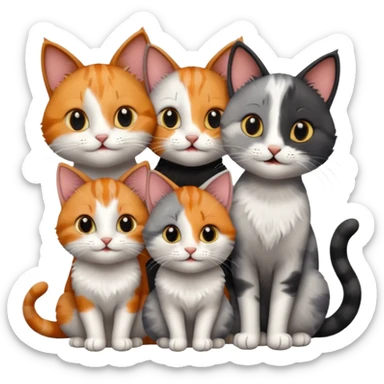four happy cats celebrating together sticker