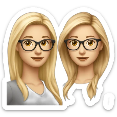 Two Woman. Different Hair Color One blond Hair Medium Long hair. Fair Skin Color. Wears Glases. Ihrer Woman with Long Brown Hair and fair Skin Color. Wirhout Glases sticker