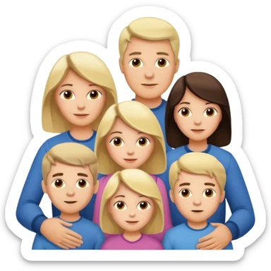 a large family of a blond father, a brunette mother, an older son, two younger twin brothers and a daughter sticker