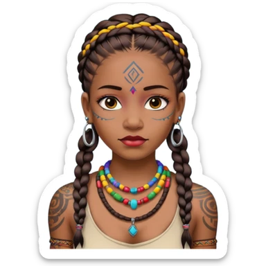 tribal girl Tattooed, DO NOT wearing necklace sticker