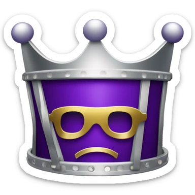 "Create a bold 'CinemaKing' emoji featuring a shining gold crown atop a sleek silver film reel. Add a rich royal purple background for a cinematic, majestic vibe that screams movie royalty!" sticker